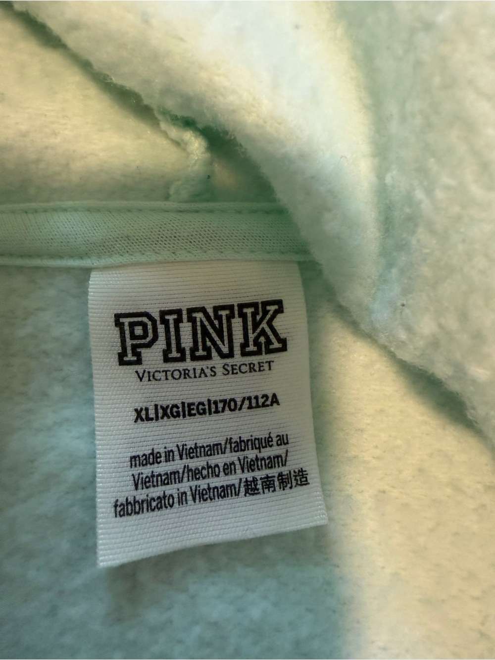 PINK Victoria's Secret Mint Green Pullover Hoodie with White Logo - Picture 3 of 4
